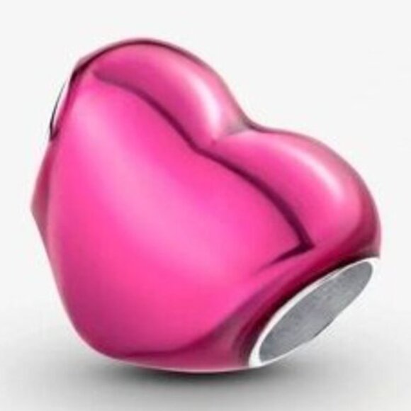 New Pandora Metallic Pink Heart Charm - Picture 3 of 4